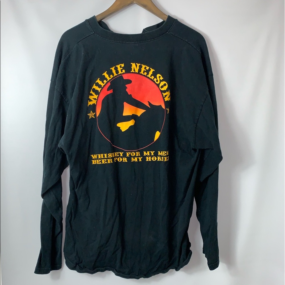 Anvil Black Long Sleeve Tee with Willie Nelson Graphic